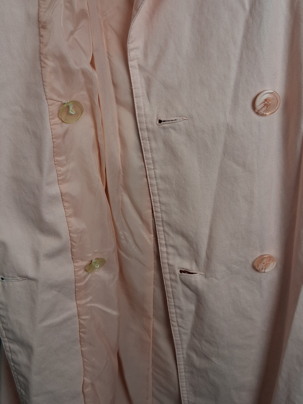 Vtg The Jack Set Trench Coat S Peach Double Breasted Belted 80s Rain Jacket Wmns - Picture 11 of 15